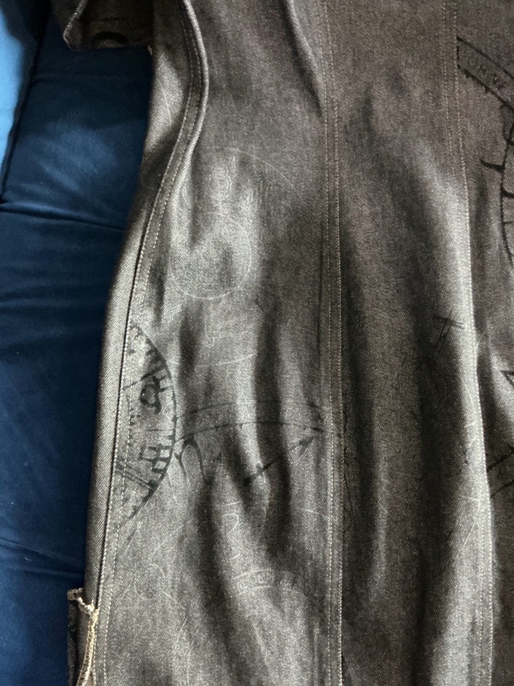 Biche de Bere Vintage Black Denim Long Jacket M - Picture 5 of 7